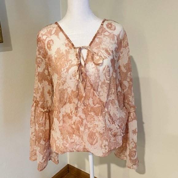 blue b Tops - Blue B Sheer Flowy Blouse